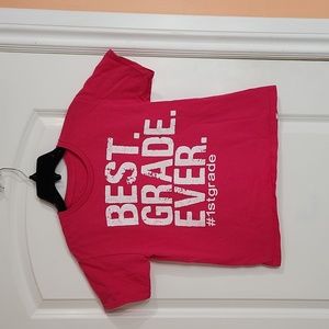 "Best Grade Ever #1st Grade" Pink & White Graphic Tee Youth Small